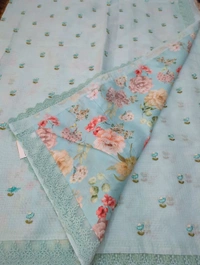 Designer Kota Embroidery  - Jungle Mist