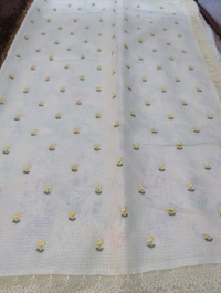 Designer Kota Embroidery  - Cream