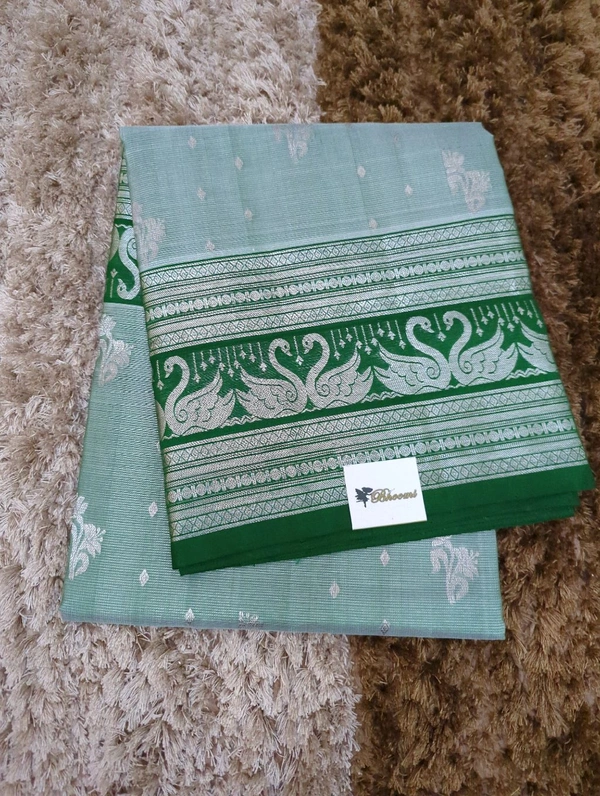 Pure Handloom Venkatagiri Pattu - Jungle Mist