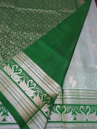 Pure Handloom Venkatagiri Pattu - Jungle Mist