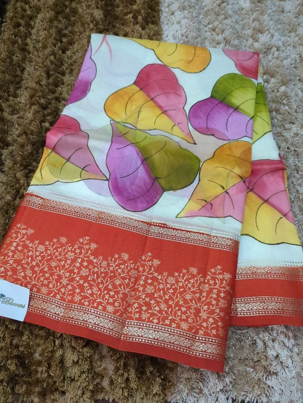 Pure Tussar Raw Mongo  - orange