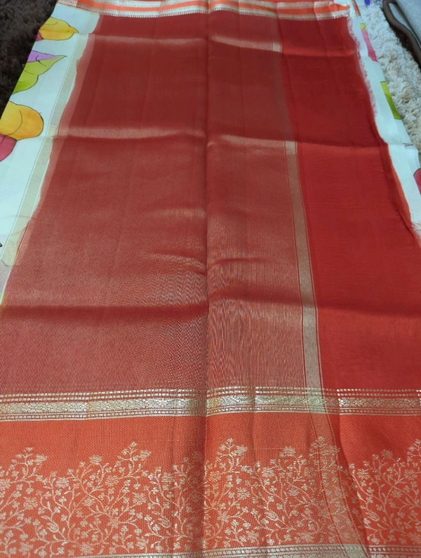 Pure Tussar Raw Mongo  - orange