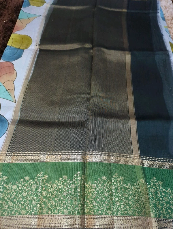 Pure Tussar Raw Mongo  - green