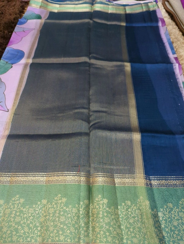 Pure Tussar Raw Mongo  - Teal