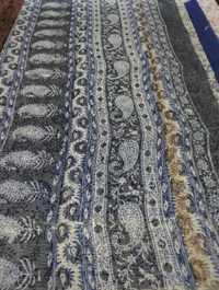 Pure Cotton Kota Black Print - Navy Blue