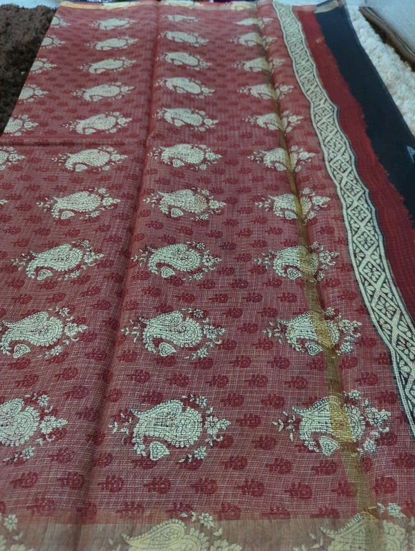 Pure Cotton Kota Black Print - Black