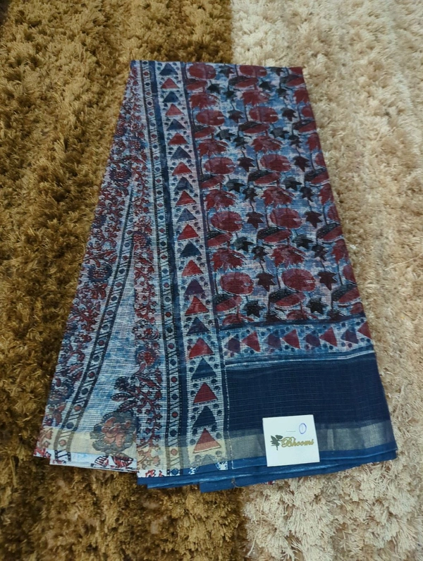 Pure Cotton Kota Black Print  - Blue 1