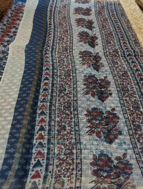 Pure Cotton Kota Black Print  - Blue 1