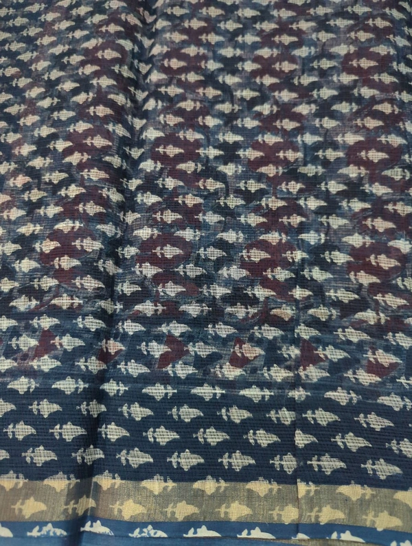 Pure Cotton Kota Black Print  - Blue 1