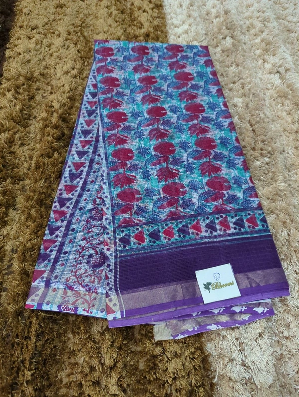 Pure Cotton Kota Black Print  - Electric Violet 2