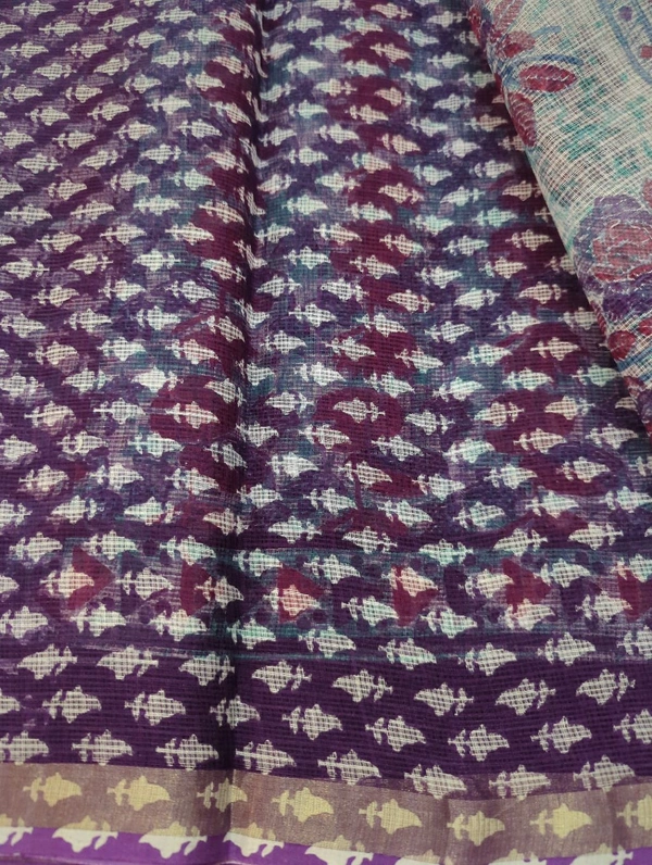 Pure Cotton Kota Black Print  - Electric Violet 2