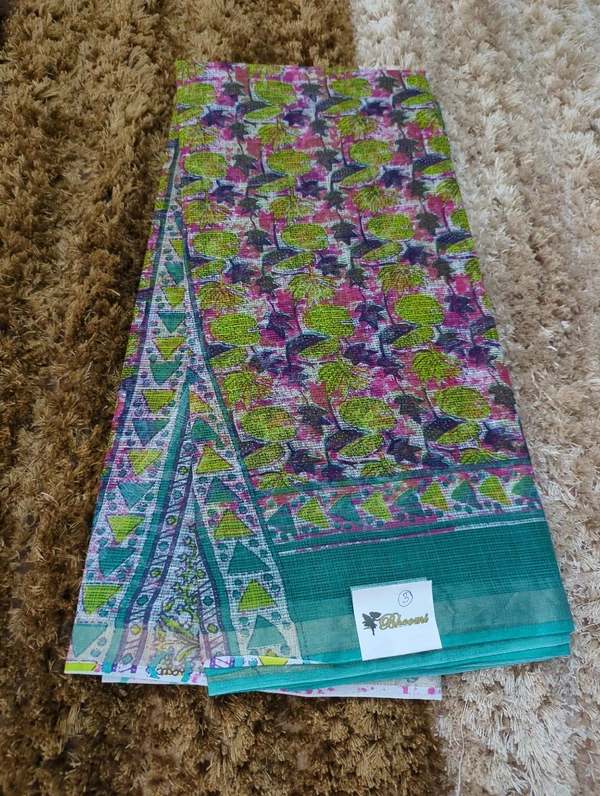 Pure Cotton Kota Black Print  - Teal 3