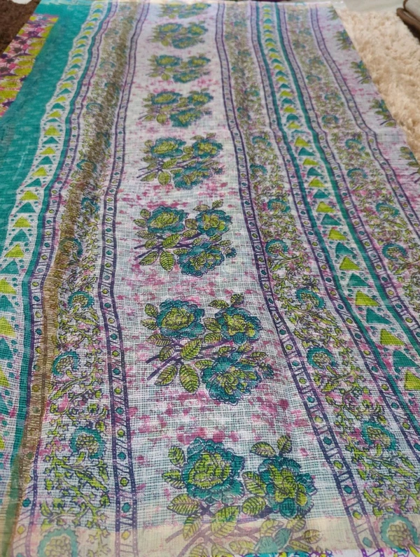 Pure Cotton Kota Black Print  - Teal 3