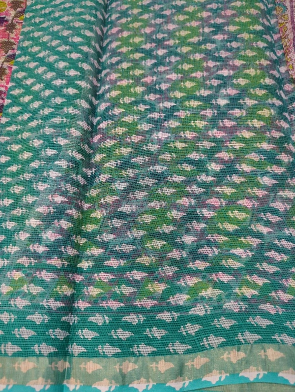 Pure Cotton Kota Black Print  - Teal 3