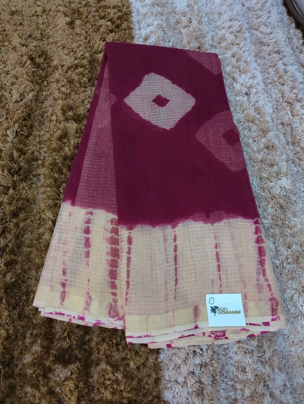 Pure Cotton Kota Black Print  - Maroon 1