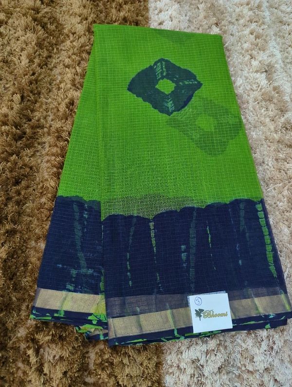 Pure Cotton Kota Black Print  - Green 3