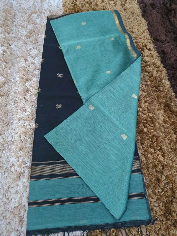 Pure Handloom Maheswari - Jungle Mist