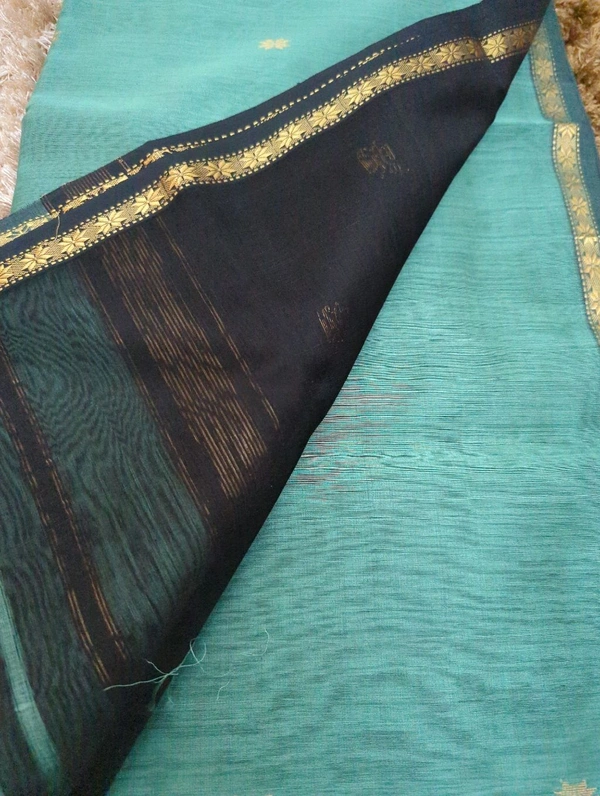 Pure Handloom Maheswari - Jungle Mist