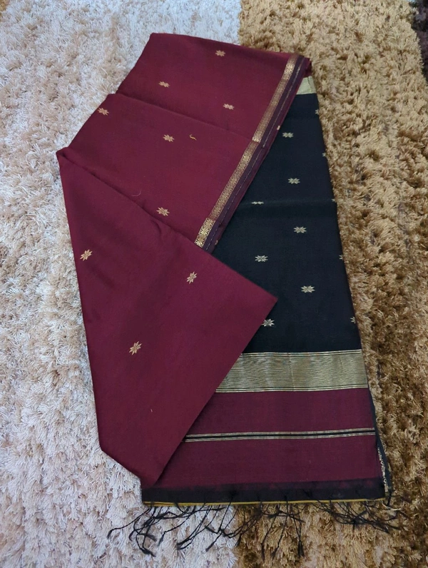 Pure Handloom Maheswari - Maroon