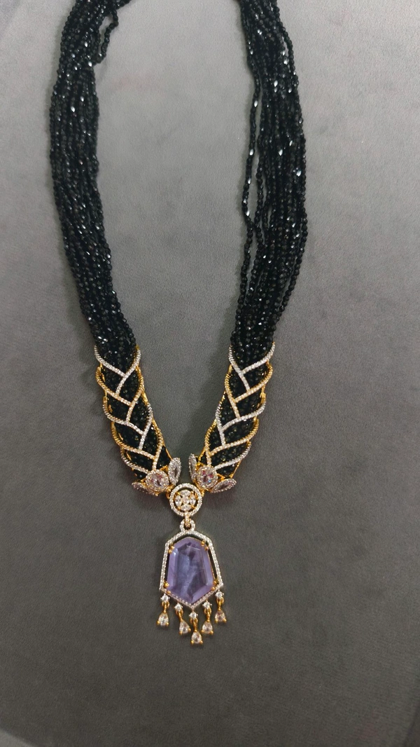 Diamond Copy Black Beads With Real Ad Stones - violet