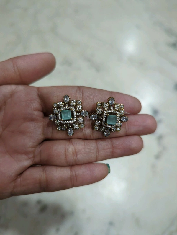 Mossonite Ear Studs Screw Back - Jungle Mist