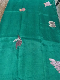 Pure Hand Loom Mangalagiri  With Designer Blouse - Teal 10