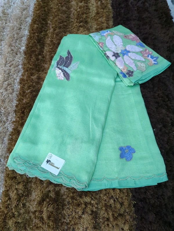 Pure Hand Loom Mangalagiri  With Designer Blouse - Snowy Mint 14