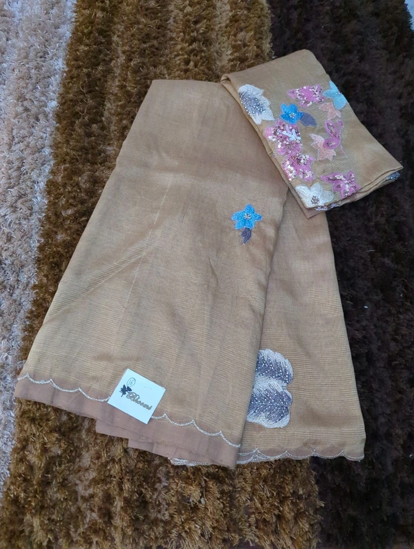 Pure Hand Loom Mangalagiri  With Designer Blouse - Bone 16