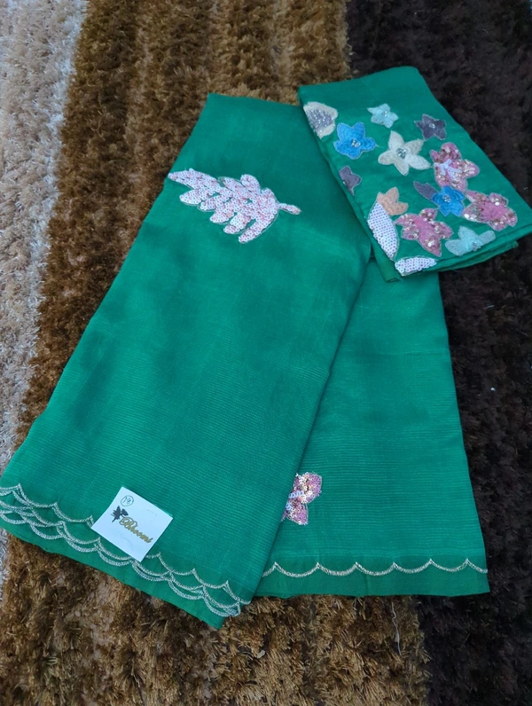 Pure Hand Loom Mangalagiri  With Designer Blouse - Pine Green 18