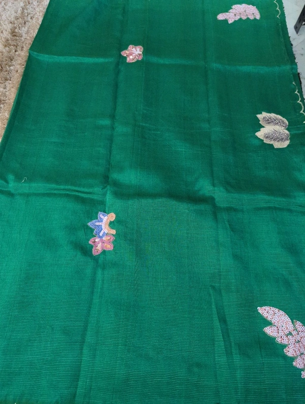 Pure Hand Loom Mangalagiri  With Designer Blouse - Pine Green 18