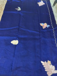 Pure Hand Loom Mangalagiri  With Designer Blouse - Navy Blue 24