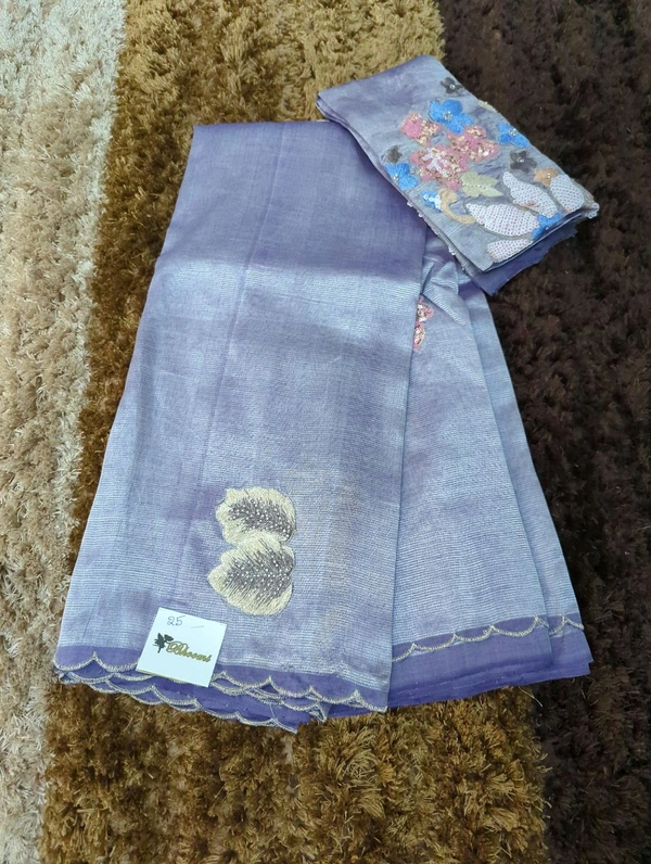 Pure Hand Loom Mangalagiri  With Designer Blouse - Light Wisteria 25