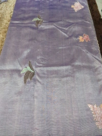 Pure Hand Loom Mangalagiri  With Designer Blouse - Light Wisteria 25