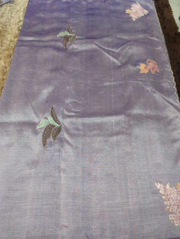 Pure Hand Loom Mangalagiri  With Designer Blouse - Light Wisteria 25