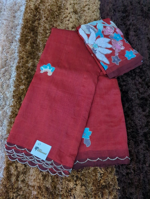 Pure Hand Loom Mangalagiri  With Designer Blouse - Maroon 27