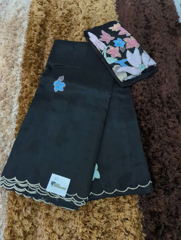 Pure Hand Loom Mangalagiri  With Designer Blouse - Black 29