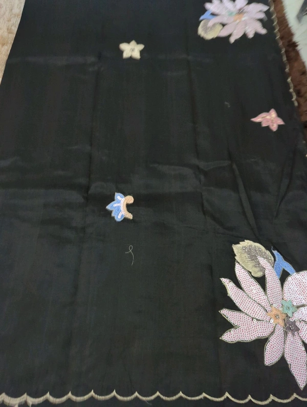 Pure Hand Loom Mangalagiri  With Designer Blouse - Black 29