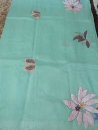 Pure Hand Loom Mangalagiri  With Designer Blouse - Jungle Mist 34
