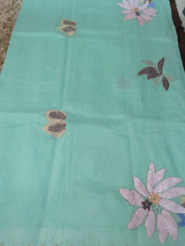 Pure Hand Loom Mangalagiri  With Designer Blouse - Jungle Mist 34