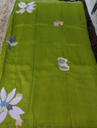 Pure Hand Loom Mangalagiri  With Designer Blouse - Glade Green 33