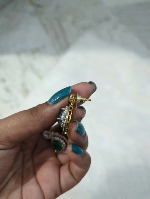 Diamond Copy Pendent With Earrings  - Vz, green