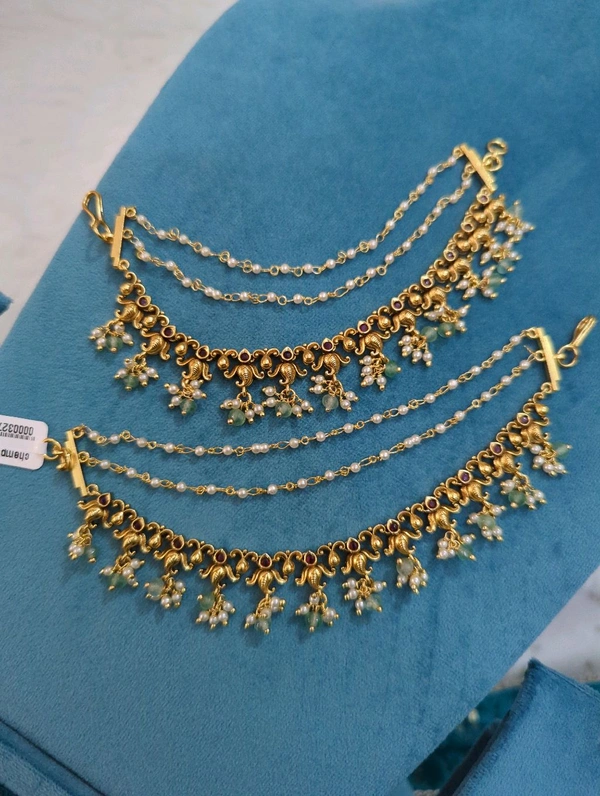 Chepa Swarelu Ear Chains - Vz, green