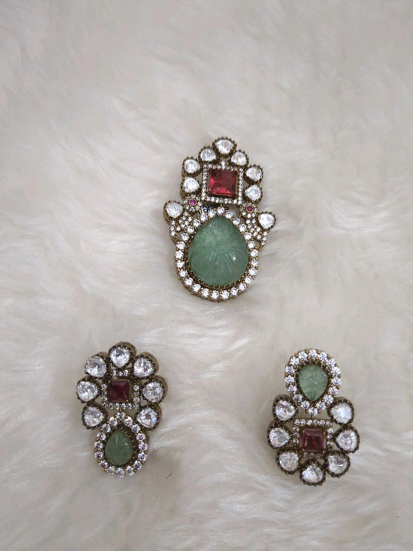 Mossanite Pendent Set  - Vz, Red