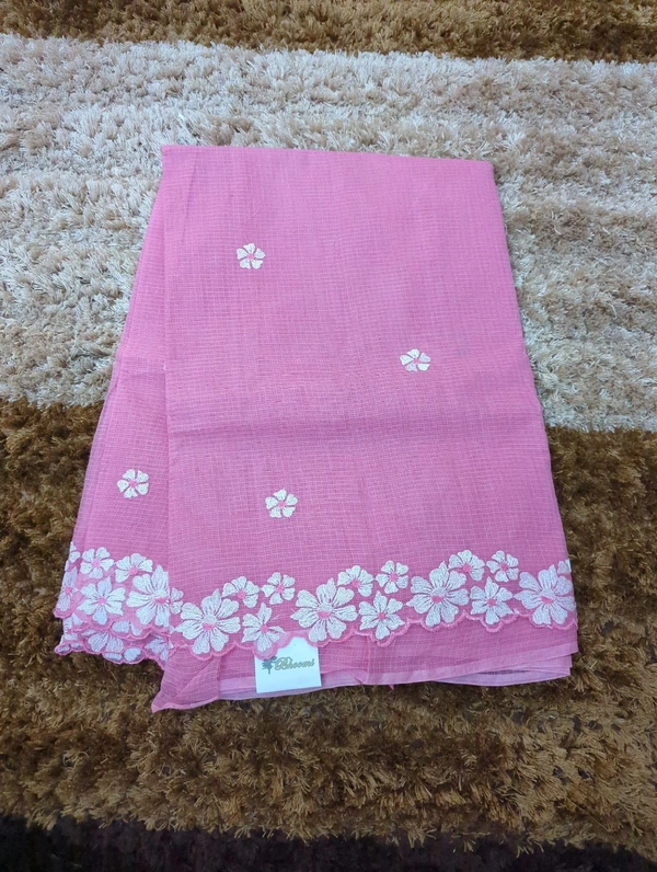 Pure Cotton Kota Embroidery  - Blush Pink