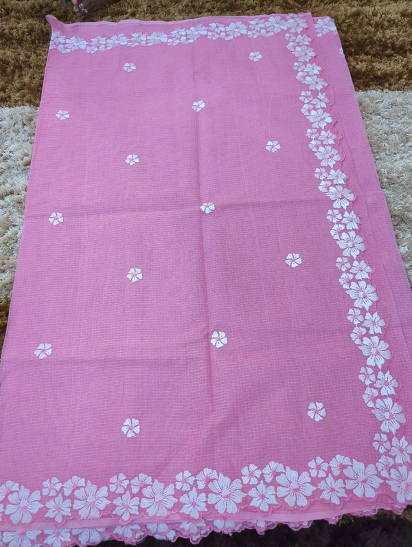 Pure Cotton Kota Embroidery  - Blush Pink