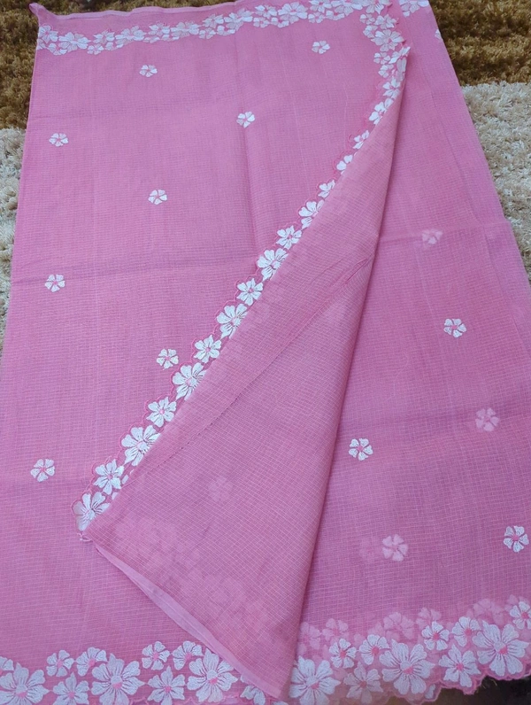 Pure Cotton Kota Embroidery  - Blush Pink