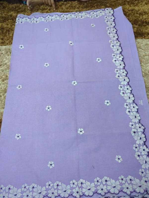 Pure Cotton Kota Embroidery  - Mauve