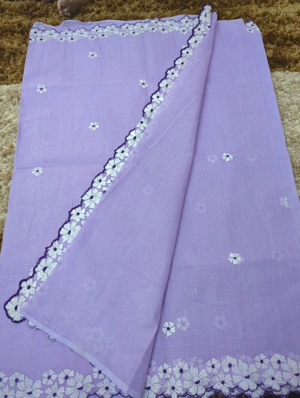 Pure Cotton Kota Embroidery  - Mauve