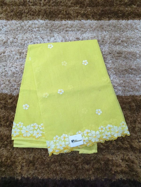 Pure Cotton Kota Embroidery  - Yellow