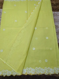 Pure Cotton Kota Embroidery  - Yellow